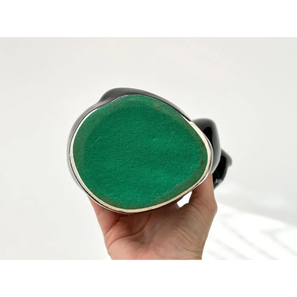Midcentury Modern Black Ceramic Felt Bottom Vintage Tall Cat Statue - Picture 5 of 10